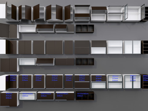 Kitchens and closets library of dynamic blocks Kitchen wall cabinet 3D Модель