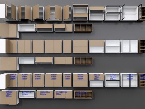 Kitchens and closets library of dynamic blocks Kitchen wall cabinet 3D Модель