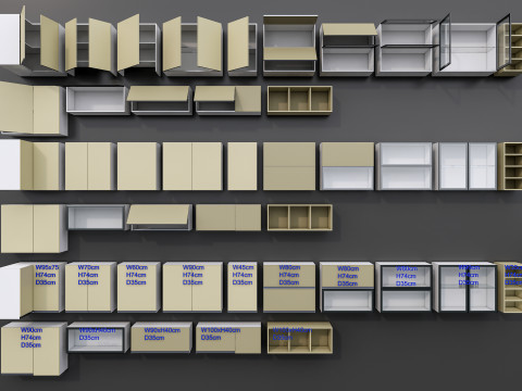 Kitchens and closets library of dynamic blocks Kitchen wall cabinet 3D Модель