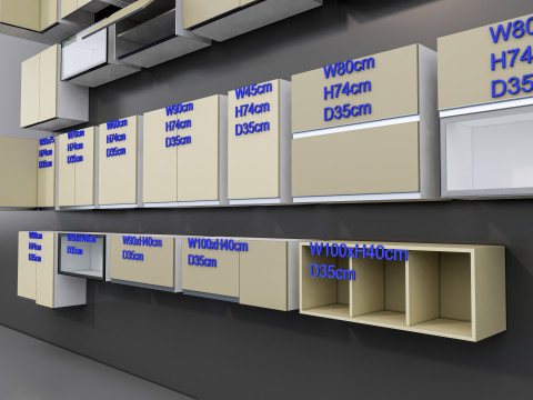 Kitchens and closets library of dynamic blocks Kitchen wall cabinet 3D Модель