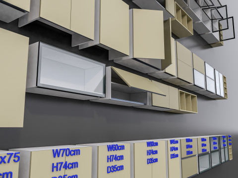 Kitchens and closets library of dynamic blocks Kitchen wall cabinet 3D Модель