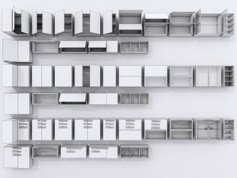 Kitchens and closets library of dynamic blocks Kitchen wall cabinet 3D Модель