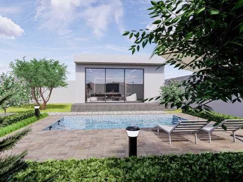 Living room interior and exterior scene 00 3D Модель