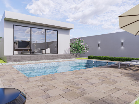 Living room interior and exterior scene 00 3D Модель