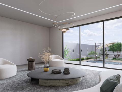 Living room interior and exterior scene 00 3D Модель