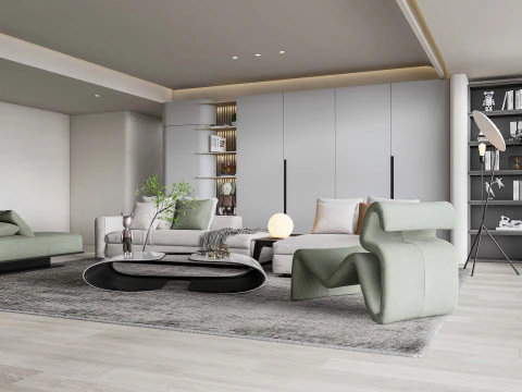 Living room interior scene 0 3D Model