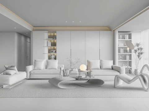 Living room interior scene 0 3D Model