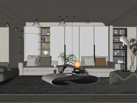 Living room interior scene 0 3D Model