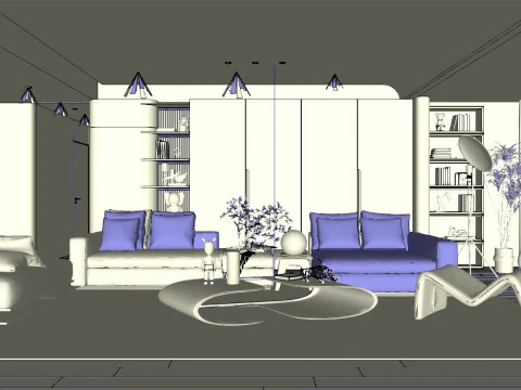 Living room interior scene 0 3D Model