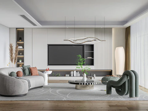 Living room interior scene 1 3D Model