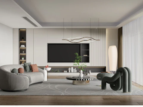 Living room interior scene 1 3D Model