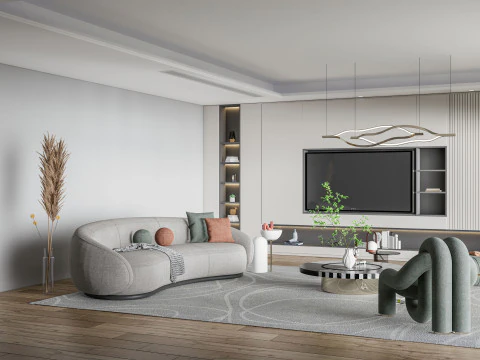 Living room interior scene 1 3D Model
