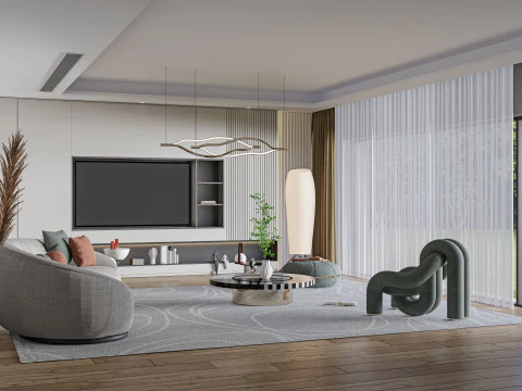 Living room interior scene 1 3D Model