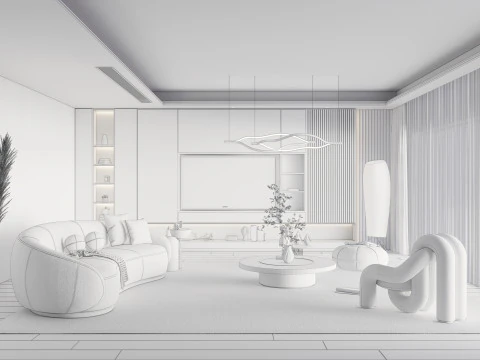 Living room interior scene 1 3D Model