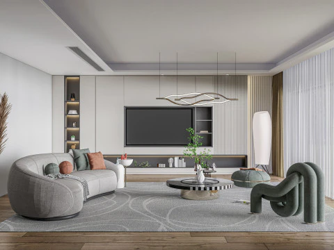 Living room interior scene 1 3D Model