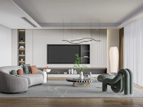 Living room interior scene 1 3D Model