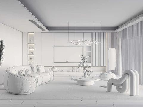 Living room interior scene 1 3D Model