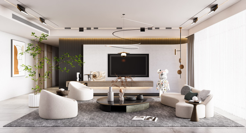 Living room interior scene 2 3D Модель .c4d .max .obj .3ds .fbx .stl .blend 