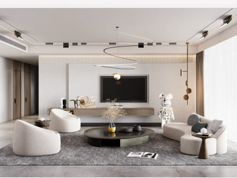 Woonkamerinterieursc&egrave;ne 2 3D Model