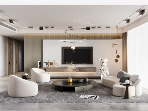 Woonkamerinterieursc&egrave;ne 2 3D Model