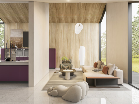Living room interior scene 4 3Dモデル