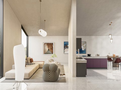 Living room interior scene 4 3Dモデル
