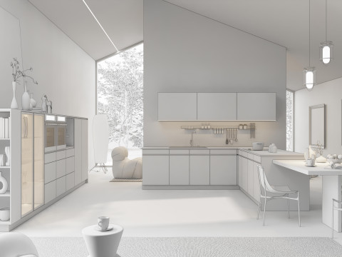 Living room interior scene 4 3Dモデル