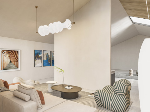 Living room interior scene 4 3Dモデル