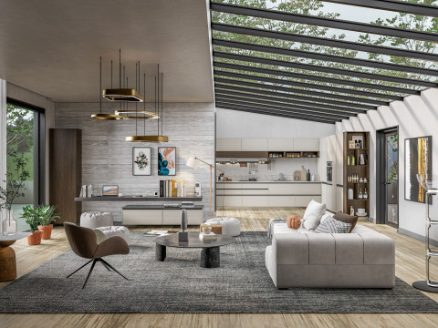 Living room interior scene 5 3D 모델