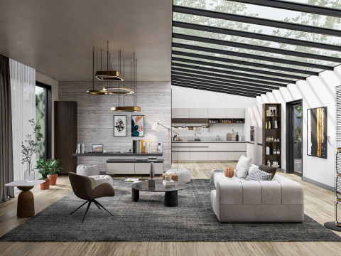 Living room interior scene 5 3Dモデル