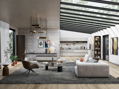 Living room interior scene 5 3Dモデル