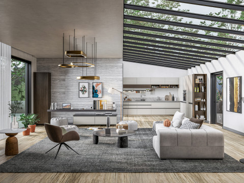 Living room interior scene 5 3Dモデル