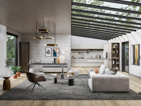 Living room interior scene 5 3Dモデル