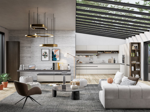 Living room interior scene 5 3Dモデル
