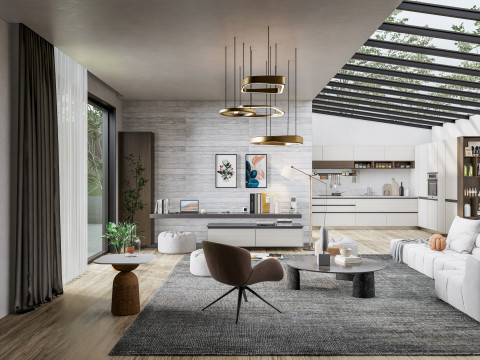Living room interior scene 5 3Dモデル