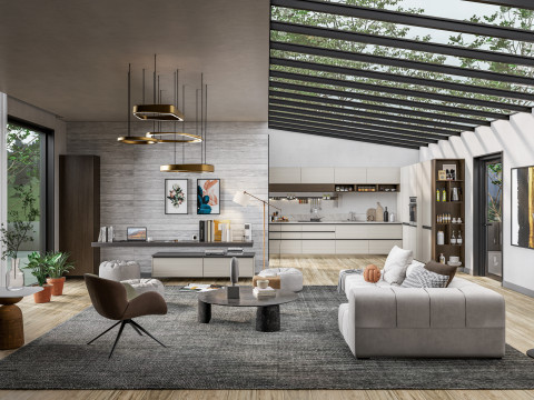 Living room interior scene 5 3Dモデル