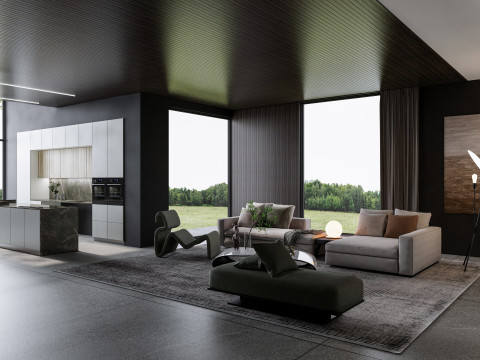 Living room interior scene 6 3D Model