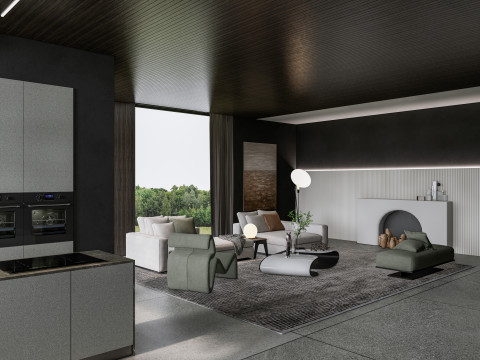 Living room interior scene 6 3D Model