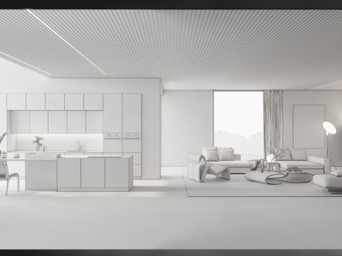 Living room interior scene 6 3D Model