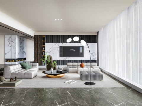 Living room interior scene 8 3D Model