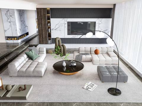 Living room interior scene 8 3D Model
