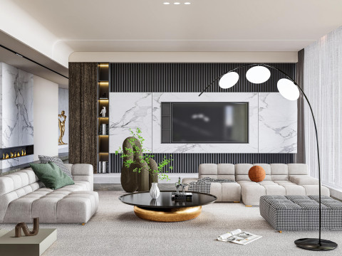 Living room interior scene 8 3D Model