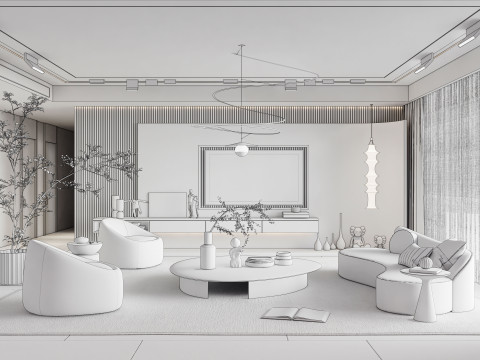 Living room interior scene 9 3D 모델