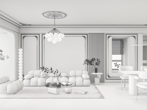 Living room interior scene 14 3D Model
