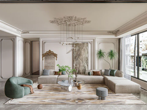 Living room interior scene 15 3D Model