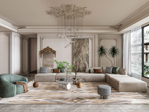 Living room interior scene 15 3D Model