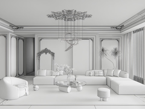 Living room interior scene 15 3D Model