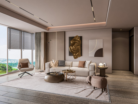 Living room interior scene 20 3D Model