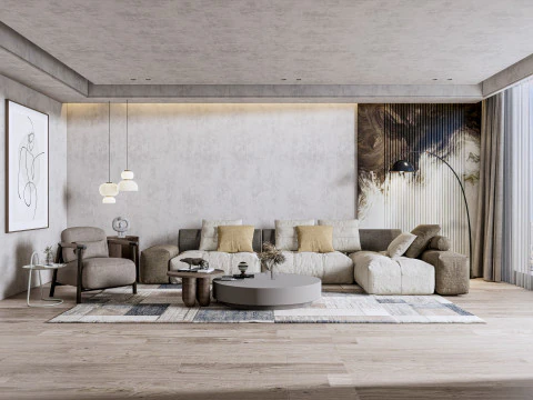 リビングルームのインテリアシーン25 3Dモデル