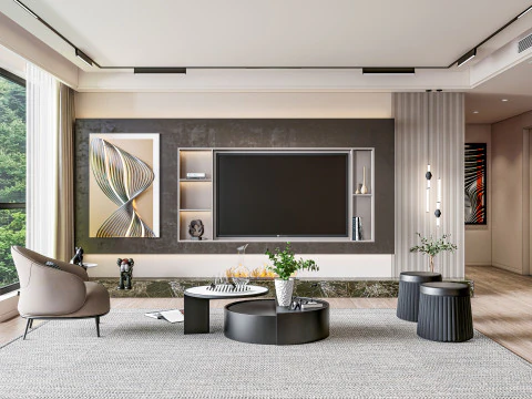 लिविंग रूम का आंतरिक दृश्य 27 3D मॉडल